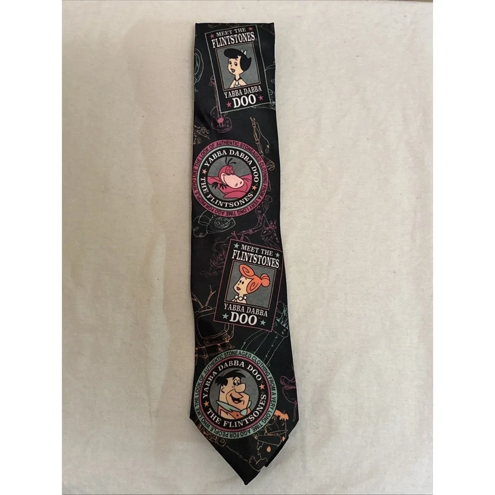 Ralph Marlin The Flintstones Mens Tie Lot Of 2 Fred Barney Dino Pebbles Wilma